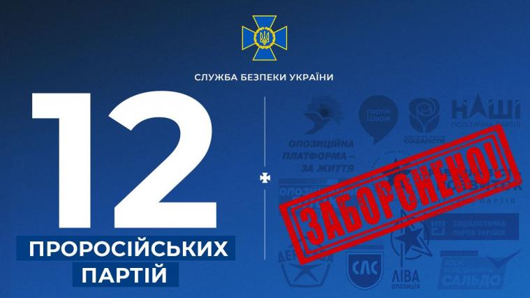 В Україні заборонили діяльність 12 проросійських партій