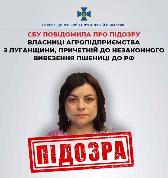 Підозру отримала власниця фірми з Луганщини, яка вивезла до рф пшениці на понад 5 мільйонів рублів