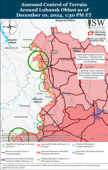 ISW не підтвердив наступ росіян поблизу двох сіл Луганщини