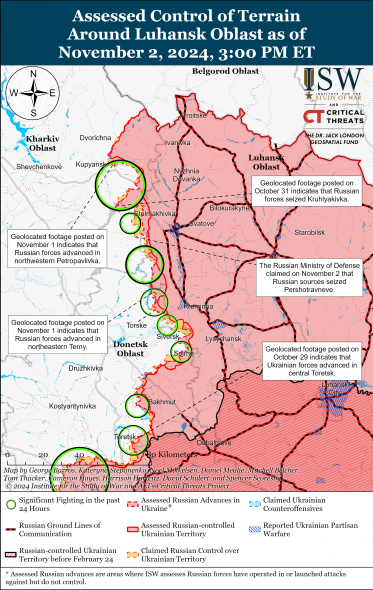 ISW не підтвердив заяви росіян про просування на Луганщині