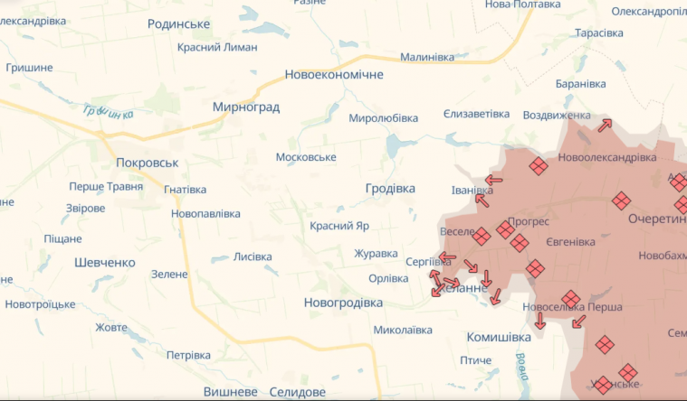 Армія рф вже у 17 км від Мирнограда: ISW пише про загрозу оточення ЗСУ на покровському напрямку