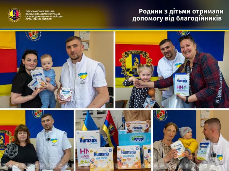 Родини з дітьми луганських ВПО отримали допомогу від благодійників