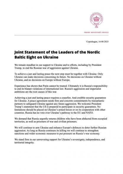 Після зустрічі Трампа і путіна країни Північно-Балтійської вісімки виступили на підтримку України (ЗАЯВА)