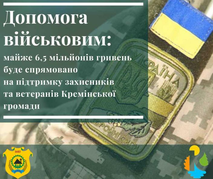 Кремінська громада спрямує на підтримку військових та ветеранів майже 6,5 млн грн