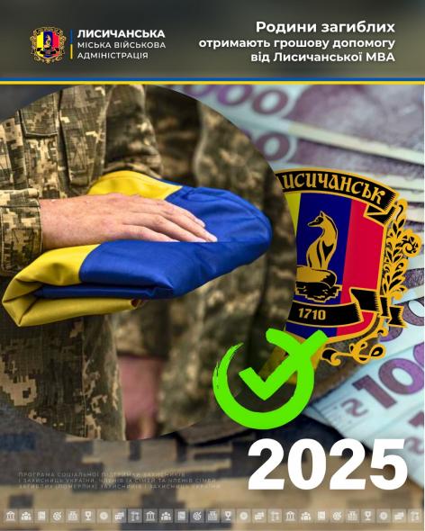 Родинам загиблих захисників з Лисичанської громади надали по 15 тис. грн допомоги