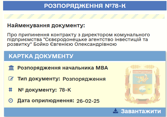 Звільнили директорку “Сєвєродонецького агентства інвестицій та розвитку”, яка пропрацювала два місяці