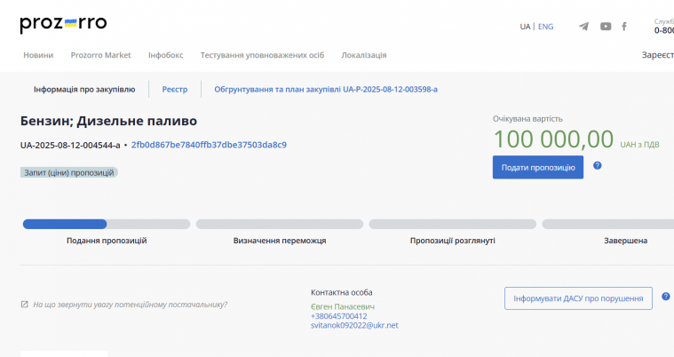 “Житлосервіс “Світанок” планує закупити майже 2 тони палива