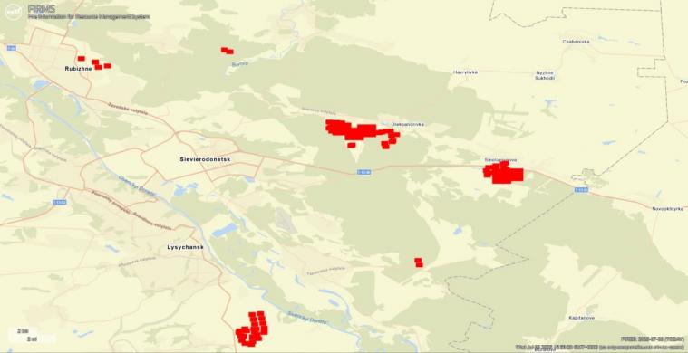 Поблизу окупованого Сіверськодонецька знову спалахнули лісові пожежі Поблизу окупованого Сіверськодонецька знову спалахнули лісові пожежі