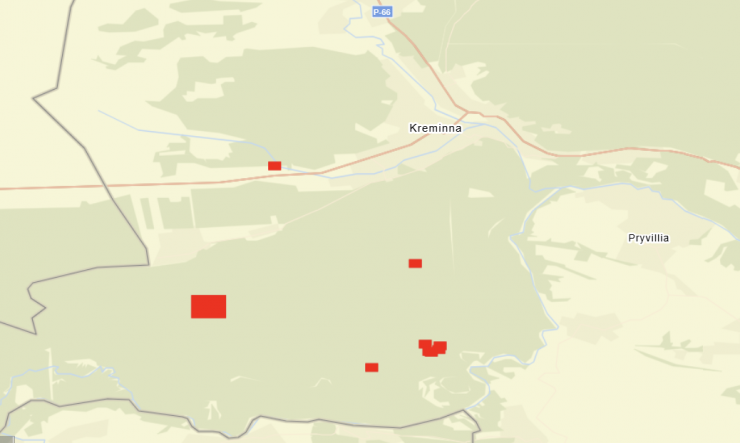 Поблизу окупованої Кремінної супутники зафіксували пожежі
